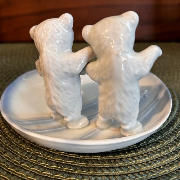 Antique German Porcelain Bears Blue & White Trinket Dish Circa Mid to Late 1800s - Picture 4 of 11